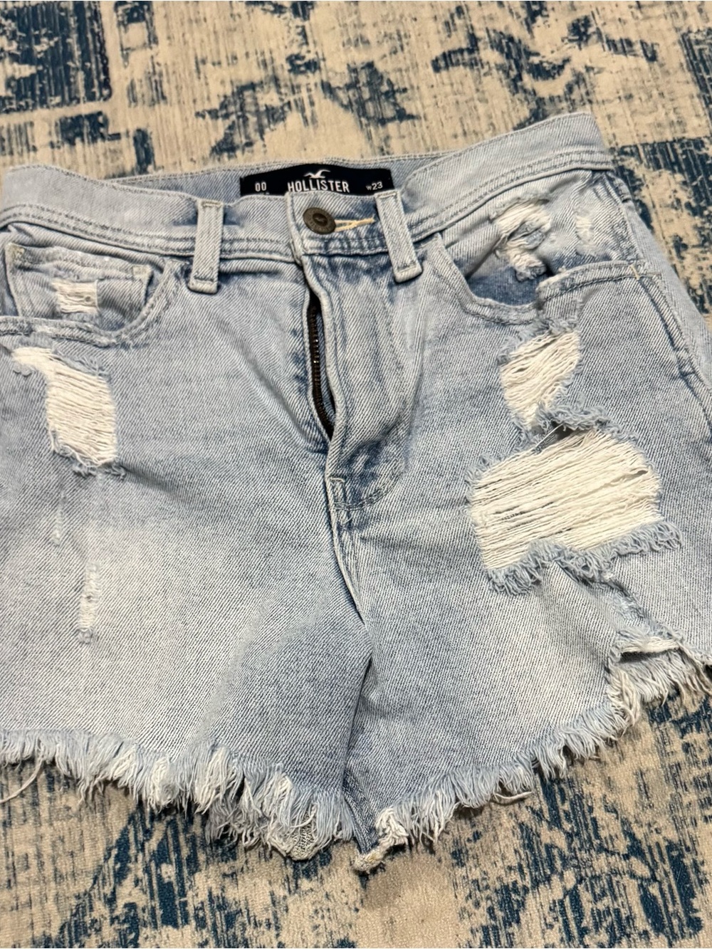 Hollister Light Wash Ripped Denim Shorts